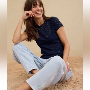 Aerie Deep Blue Lace Top